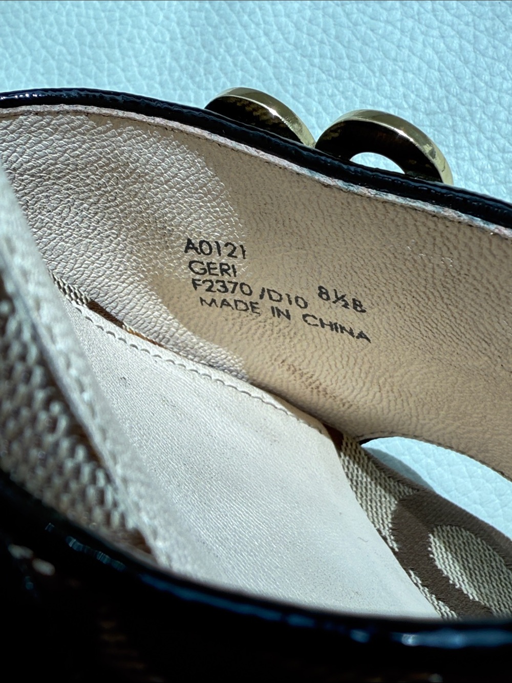 Coach Geri Wedge Sandals Signature Logo Canvas and Patent Leather Trim. - Picture 16 of 17